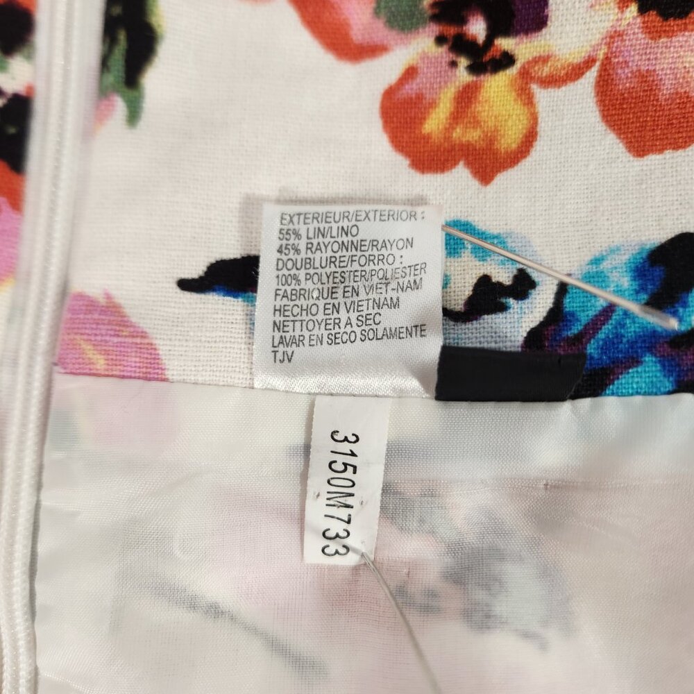 ISABELLA DeMARCO Feminine Romantic Linen Blend Ivory Floral Print Skirt Size 12. - Picture 13 of 16